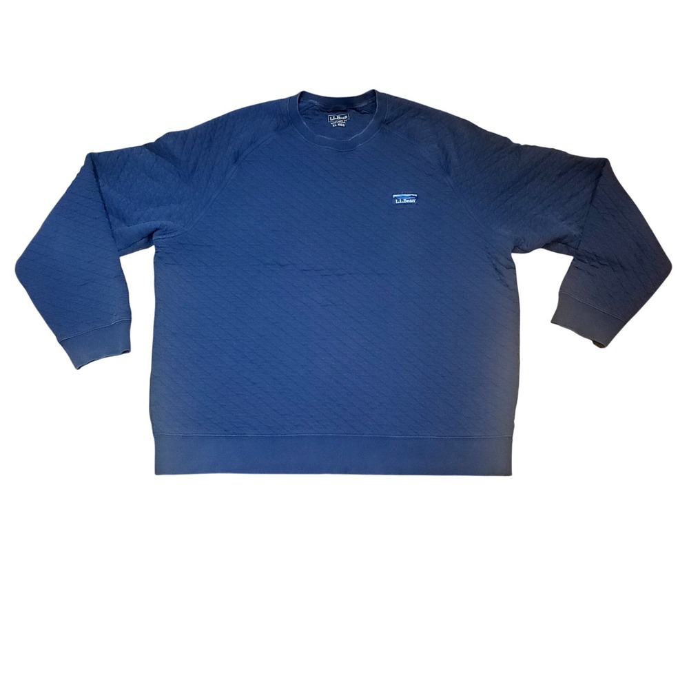 L.L.Bean Men's Quilted Crewneck Sweatshirt Blue Traditional‎ Fit Pullover XL